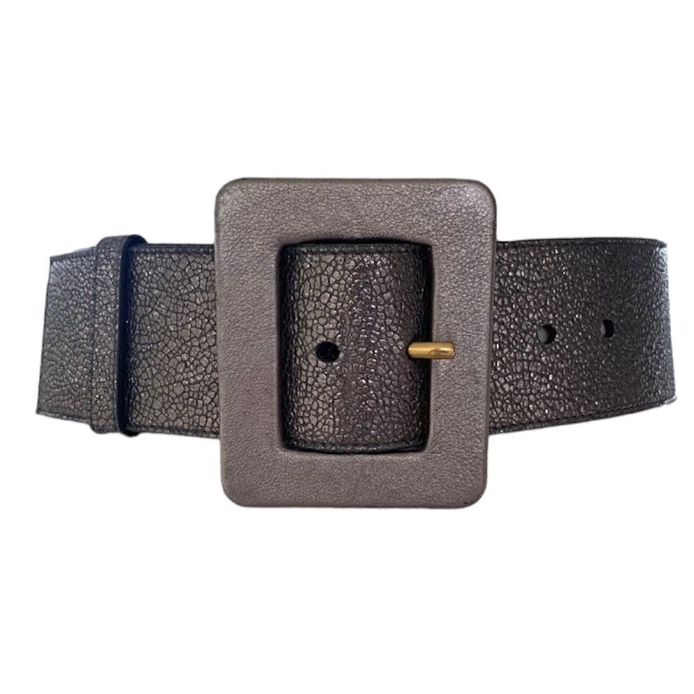 Yves Saint Laurent Metallic Wide Leather Belt